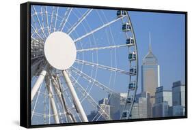 Ferris Wheel and Wan Chai Skyline, Hong Kong Island, Hong Kong, China, Asia-Ian Trower-Framed Stretched Canvas