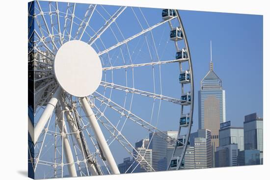 Ferris Wheel and Wan Chai Skyline, Hong Kong Island, Hong Kong, China, Asia-Ian Trower-Stretched Canvas