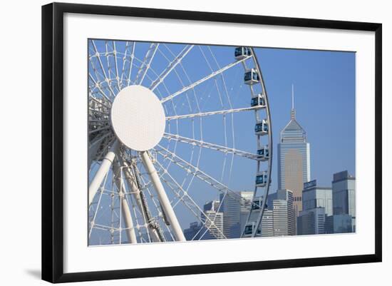 Ferris Wheel and Wan Chai Skyline, Hong Kong Island, Hong Kong, China, Asia-Ian Trower-Framed Photographic Print