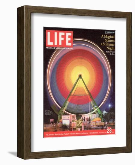 Ferris Wheel at the San Mateo County Fair Lit Up at Night, June 23, 2006-Roger Vail-Framed Photographic Print