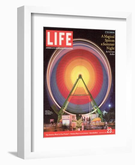 Ferris Wheel at the San Mateo County Fair Lit Up at Night, June 23, 2006-Roger Vail-Framed Photographic Print