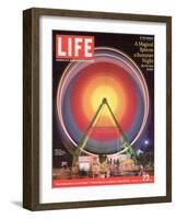 Ferris Wheel at the San Mateo County Fair Lit Up at Night, June 23, 2006-Roger Vail-Framed Photographic Print