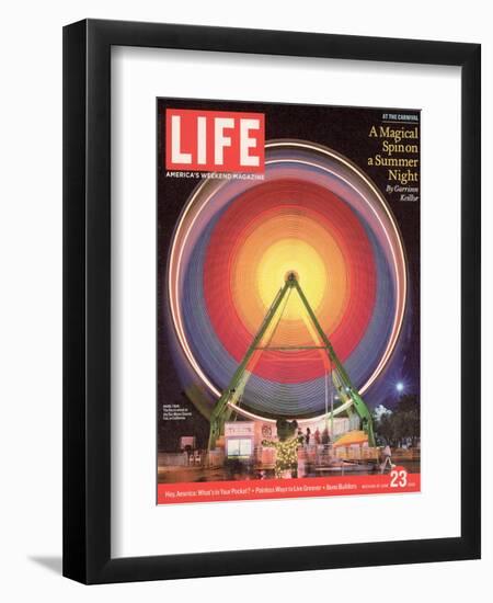 Ferris Wheel at the San Mateo County Fair Lit Up at Night, June 23, 2006-Roger Vail-Framed Premium Photographic Print