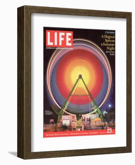 Ferris Wheel at the San Mateo County Fair Lit Up at Night, June 23, 2006-Roger Vail-Framed Photographic Print