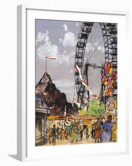 Ferris Wheel at Vienna Prater-Franz Hogenberg-Framed Giclee Print