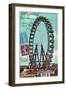 Ferris Wheel in Paris, Vintage Postcard Collage-Piddix-Framed Art Print