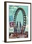 Ferris Wheel in Paris, Vintage Postcard Collage-Piddix-Framed Art Print