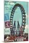 Ferris Wheel in Paris, Vintage Postcard Collage-Piddix-Mounted Art Print