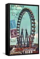 Ferris Wheel in Paris, Vintage Postcard Collage-Piddix-Framed Stretched Canvas