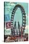 Ferris Wheel in Paris, Vintage Postcard Collage-Piddix-Stretched Canvas
