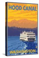 Ferry and Mountains, Hood Canal, Washington-Lantern Press-Stretched Canvas