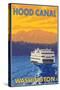 Ferry and Mountains, Hood Canal, Washington-Lantern Press-Stretched Canvas