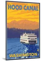 Ferry and Mountains, Hood Canal, Washington-Lantern Press-Mounted Art Print