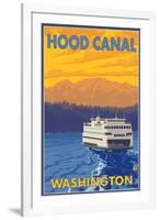 Ferry and Mountains, Hood Canal, Washington-Lantern Press-Framed Art Print