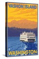 Ferry and Mountains, Vashon Island, Washington-Lantern Press-Stretched Canvas