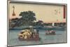 Ferry at Rokugo, Kawasaki, 1841-1842-Utagawa Hiroshige-Mounted Giclee Print