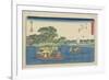 Ferry at Rokugo, Kawasaki, 1841-1842-Utagawa Hiroshige-Framed Giclee Print