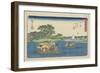 Ferry at Rokugo, Kawasaki, 1841-1842-Utagawa Hiroshige-Framed Giclee Print