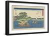Ferry at Rokugo, Kawasaki, 1841-1842-Utagawa Hiroshige-Framed Giclee Print