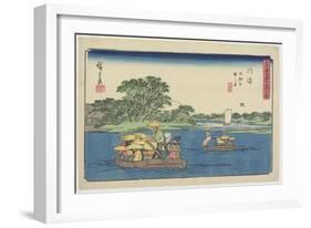 Ferry at Rokugo, Kawasaki, 1841-1842-Utagawa Hiroshige-Framed Giclee Print