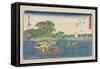 Ferry at Rokugo, Kawasaki, 1841-1842-Utagawa Hiroshige-Framed Stretched Canvas