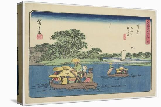 Ferry at Rokugo, Kawasaki, 1841-1842-Utagawa Hiroshige-Stretched Canvas