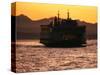 Ferry Boat at Sunset, Washington, USA-David Barnes-Stretched Canvas