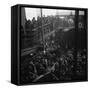 Ferry Boat Commuters from Staten Island Disembarking at Ferry Slip in Manhattan-Andreas Feininger-Framed Stretched Canvas