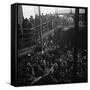 Ferry Boat Commuters from Staten Island Disembarking at Ferry Slip in Manhattan-Andreas Feininger-Framed Stretched Canvas