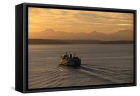 Ferry Boat in Elliot Bay-Paul Souders-Framed Stretched Canvas