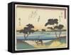 Ferry Boats Acrosssing the Tenryu River in Mitsuke, 1837-1844-Utagawa Hiroshige-Framed Stretched Canvas