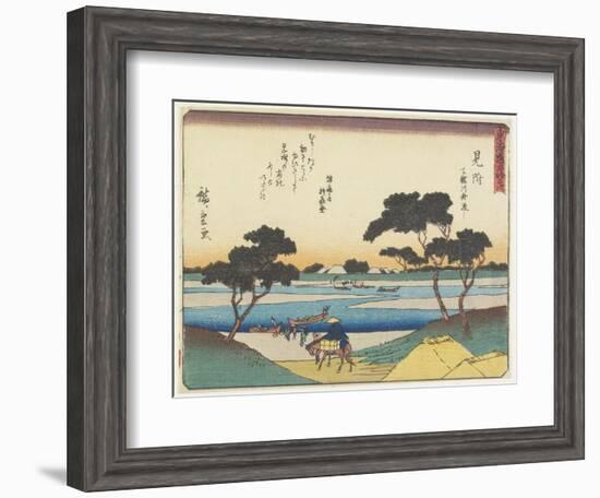 Ferry Boats Acrosssing the Tenryu River in Mitsuke, 1837-1844-Utagawa Hiroshige-Framed Giclee Print