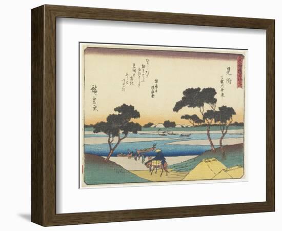 Ferry Boats Acrosssing the Tenryu River in Mitsuke, 1837-1844-Utagawa Hiroshige-Framed Giclee Print