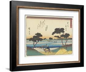 Ferry Boats Acrosssing the Tenryu River in Mitsuke, 1837-1844-Utagawa Hiroshige-Framed Giclee Print