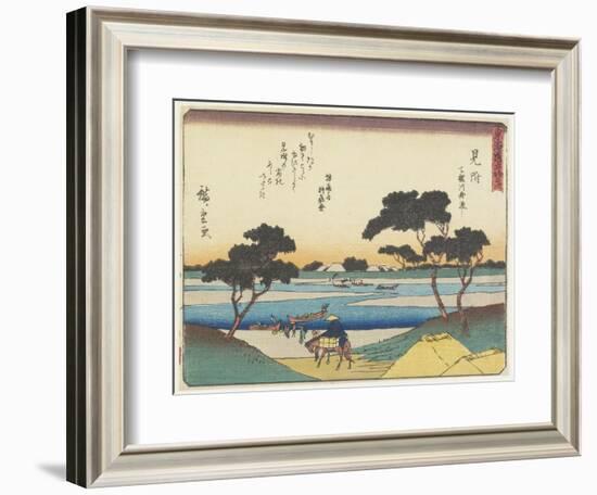 Ferry Boats Acrosssing the Tenryu River in Mitsuke, 1837-1844-Utagawa Hiroshige-Framed Giclee Print