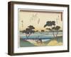 Ferry Boats Acrosssing the Tenryu River in Mitsuke, 1837-1844-Utagawa Hiroshige-Framed Giclee Print