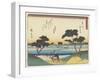 Ferry Boats Acrosssing the Tenryu River in Mitsuke, 1837-1844-Utagawa Hiroshige-Framed Giclee Print