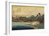 Ferry Boats at Fuji River in Sunshu Province, C. 1832-1839-Utagawa Hiroshige-Framed Premium Giclee Print