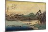 Ferry Boats at Fuji River in Sunshu Province, C. 1832-1839-Utagawa Hiroshige-Mounted Premium Giclee Print