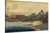 Ferry Boats at Fuji River in Sunshu Province, C. 1832-1839-Utagawa Hiroshige-Stretched Canvas