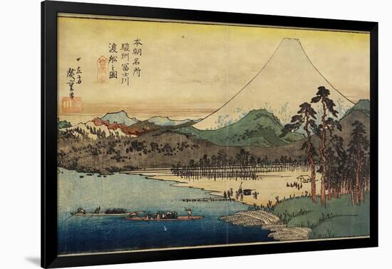 Ferry Boats at Fuji River in Sunshu Province, C. 1832-1839-Utagawa Hiroshige-Framed Giclee Print