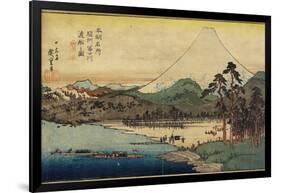 Ferry Boats at Fuji River in Sunshu Province, C. 1832-1839-Utagawa Hiroshige-Framed Giclee Print