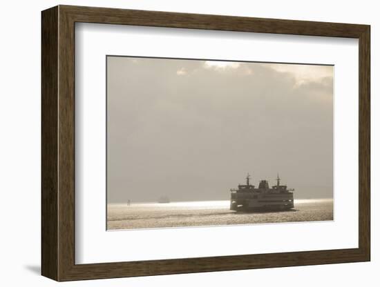 Ferry Boats Crossing Elliott Bay from Seattle, Washington-Greg Probst-Framed Photographic Print