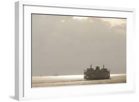 Ferry Boats Crossing Elliott Bay from Seattle, Washington-Greg Probst-Framed Photographic Print