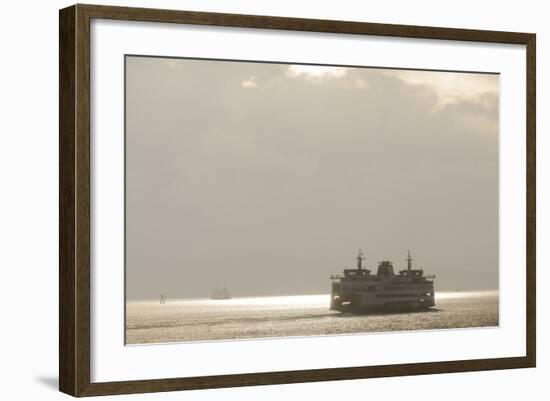 Ferry Boats Crossing Elliott Bay from Seattle, Washington-Greg Probst-Framed Photographic Print