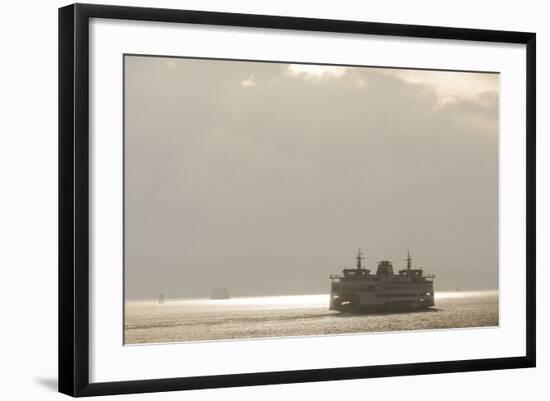 Ferry Boats Crossing Elliott Bay from Seattle, Washington-Greg Probst-Framed Photographic Print