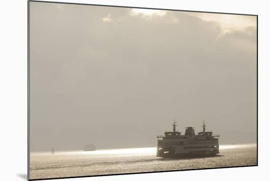 Ferry Boats Crossing Elliott Bay from Seattle, Washington-Greg Probst-Mounted Photographic Print