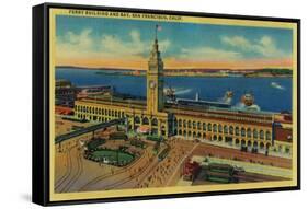 Ferry Building and Bay - San Francisco, CA-Lantern Press-Framed Stretched Canvas