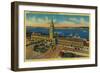 Ferry Building and Bay - San Francisco, CA-Lantern Press-Framed Art Print