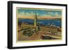 Ferry Building and Bay - San Francisco, CA-Lantern Press-Framed Art Print